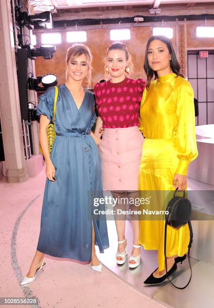 Actresses Suki Waterhouse, Gillian Jacobs and Julia Jones attend Kate Spade New York Fashion Show during New York Fashion Week at New York Public...