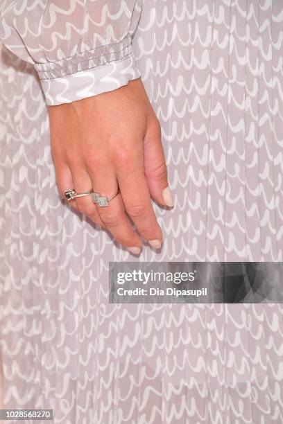 Model Nina Agdal, ring detail, attends the Kate Spade New York Fashion Show during New York Fashion Week at New York Public Library on September 7,...