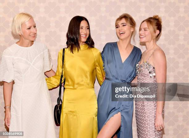 Creative Director of Kate Spade, Nicola Glass, poses with actresses Julia Jones, Suki Waterhouse and Kate Bosworth at the Kate Spade New York Fashion...