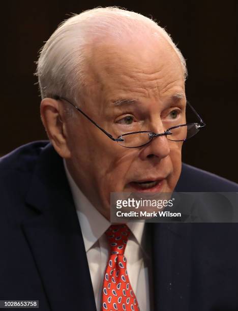 John Dean, former White House counsel to President Nixon, speaks during a hearing on the nomination of federal appeals court judge Brett Kavanaugh to...