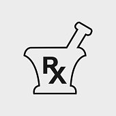 Pharmacy and Medicine line  Icon. On gray background.
