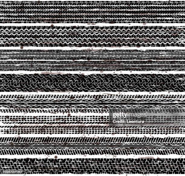 seamless tire tracks - tyre marks stock illustrations