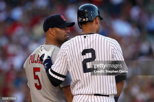 National League All-Star Albert Pujols of the St. Louis Cardinals and American League All-Star Derek Jeter of the New York Yankees during the 81st...