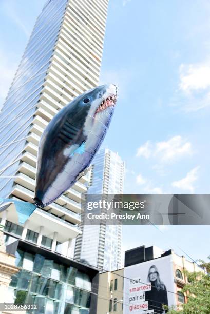 Shark balloon is seen during the "Sharkwater Extinction" premiere during the 2018 Toronto International Film Festival at Roy Thomson Hall on...