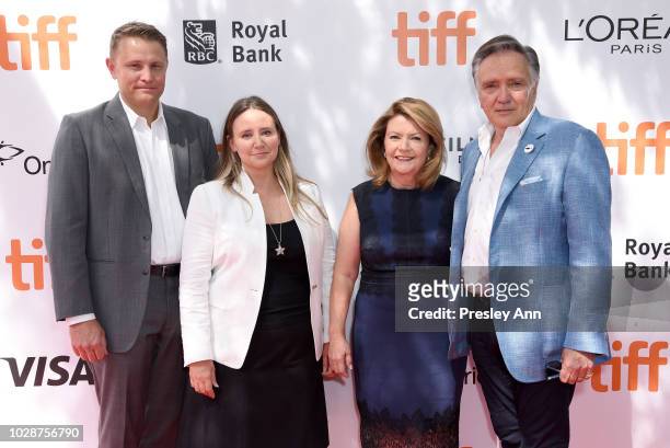 Roger Rueisuli, Alexandra Stewart, Sandy Stewart, and Brian Stewart attend the "Sharkwater Extinction" premiere during 2018 Toronto International...