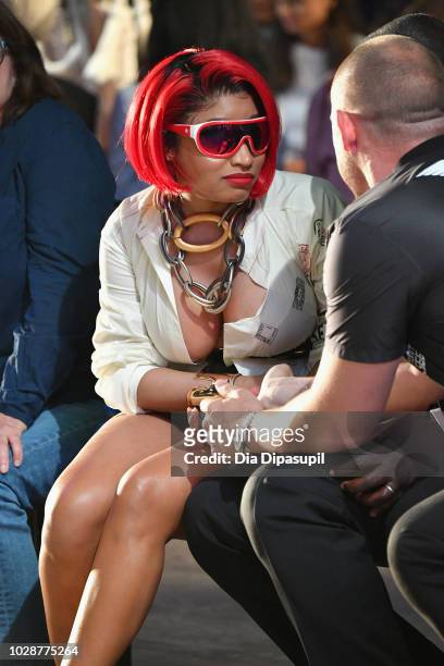 Nicki Minaj attends the Monse front row during New York Fashion Week: The Shows at SIR Stage 37 on September 7, 2018 in New York City.