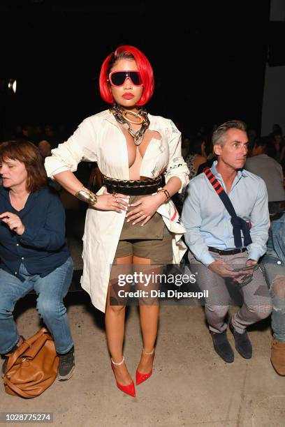 Nicki Minaj attends the Monse front row during New York Fashion Week: The Shows at SIR Stage 37 on September 7, 2018 in New York City.