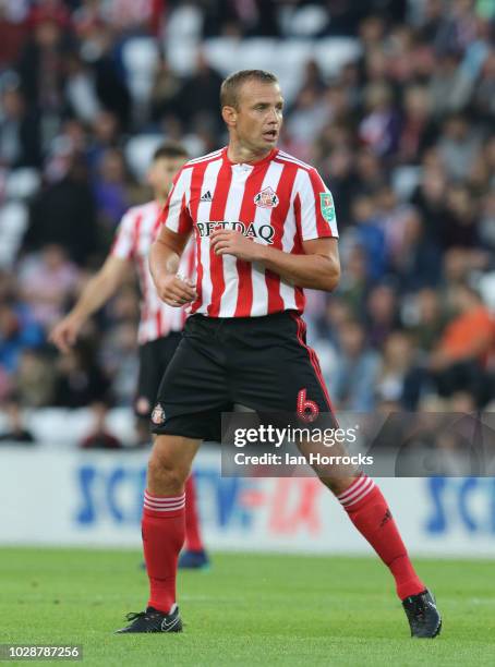 Lee Cattermole of Sunderland during the Carabao Cup First Round between Sunderland and Sheffield Wednesday at Stadium of Light on August 16, 2018 in...