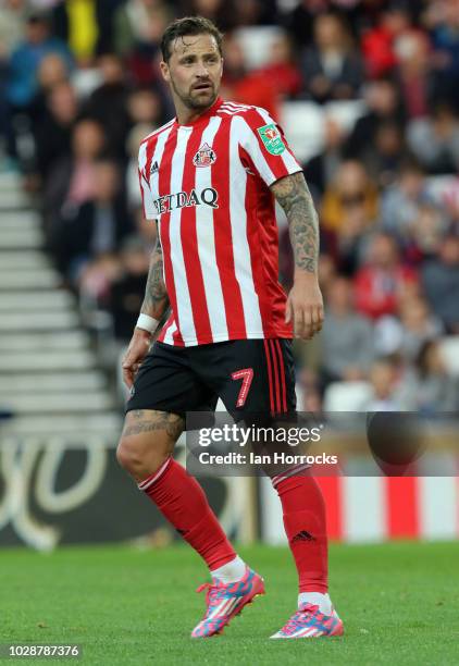 Chris Maguire of Sunderland during the Carabao Cup First Round between Sunderland and Sheffield Wednesday at Stadium of Light on August 16, 2018 in...