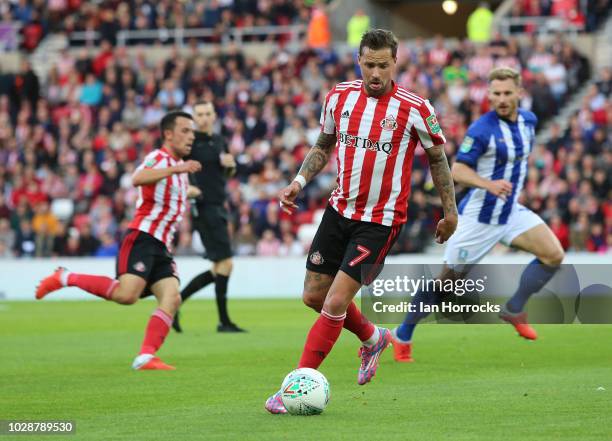 Chris Maguire of Sunderland during the Carabao Cup First Round between Sunderland and Sheffield Wednesday at Stadium of Light on August 16, 2018 in...