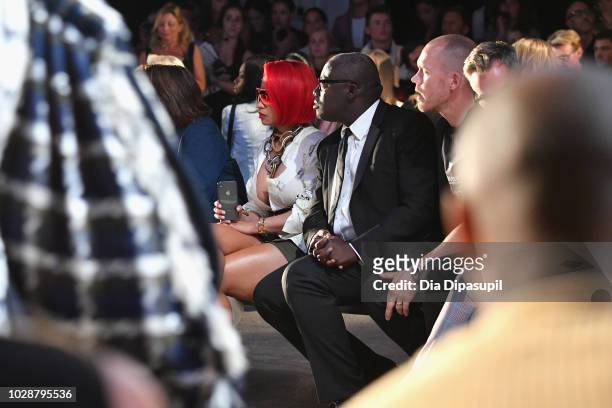 Nicki Minaj and Edward Enninful attend the Monse front row during New York Fashion Week: The Shows at SIR Stage 37 on September 7, 2018 in New York...