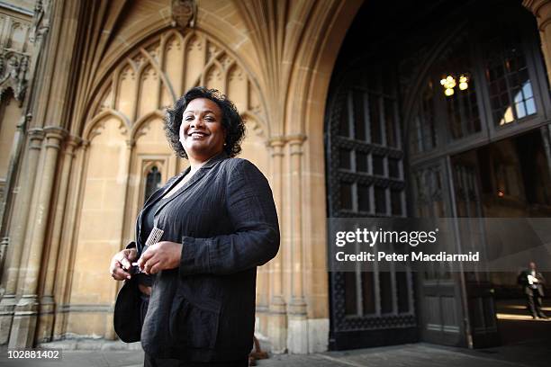 Labour Party leadership candidate Diane Abbott poses for a portrait at the entrance to The Great Hall, Parliament on June 28, 2010 in London,...