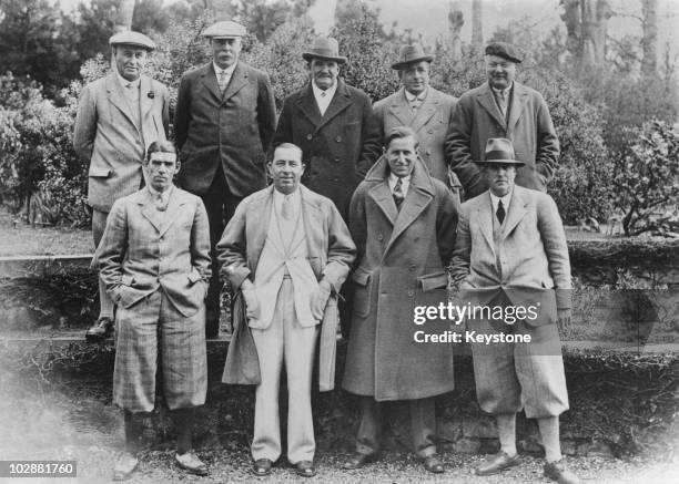 Golf championships at Muirfield, Scotland, 1929. From left to right, Harry Vardon , James Braid , Sandy Herd , Jack White , and Arnaud Massy ; ,...