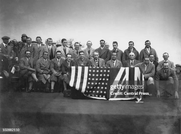 The British and American Ryder Cup teams at Moortown Golf Club in West Yorkshire, April 1929. In the front row, sixth from the right, is English...