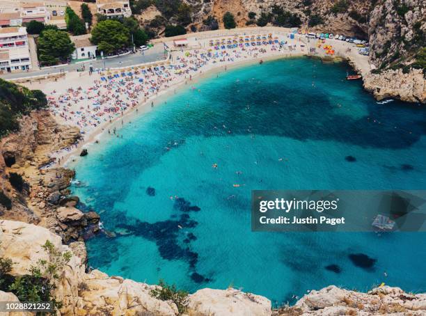 looking down to playa la granadella - javea stock pictures, royalty-free photos & images