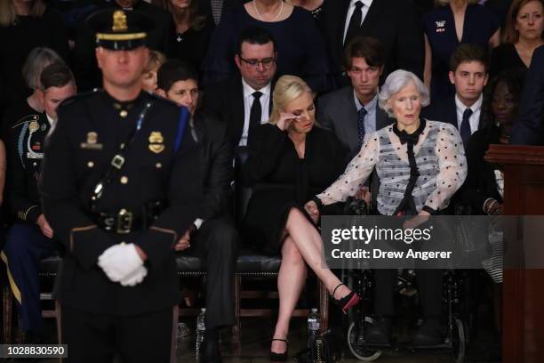 Roberta McCain , the mother of the late US Senator John McCain, and granddaughter Meghan McCain attend the ceremony of US Senator John McCain arrives...