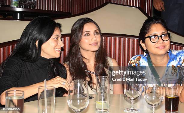 Zarina Screwvala, Rani Mukherjee and Kiran Rao during the music launch of Aamir Khan's forthcoming movie "Peepli Live" in Mumbai on July 13, 2010.
