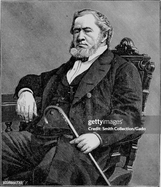 Engraved portrait of Brigham Young, founder of the University of Utah and Brigham Young University, from the book "Crofutt's new overland tourist and...