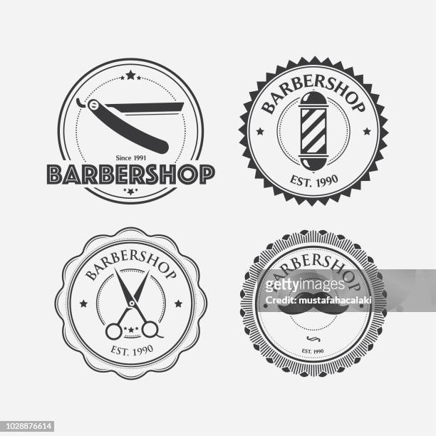 stockillustraties, clipart, cartoons en iconen met postzegels voor barbershop - barbershop