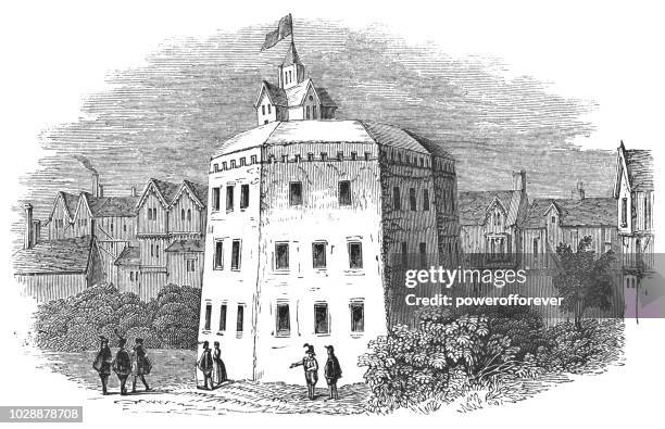 the theatre in shoreditch, london, england - shoreditch stock illustrations