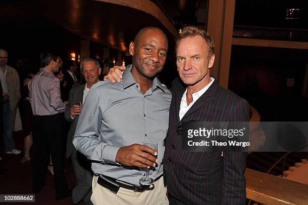 Branford Marsalis and Sting pose during his "Symphonicity" Tour, featuring the Royal Philharmonic Concert Orchestra at The Metropolitan Opera House...
