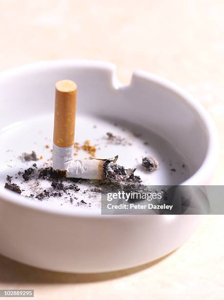 cigarette butt in ashtray - ashtray stock pictures, royalty-free photos & images