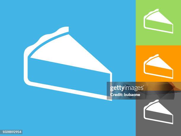 sliced pie flat icon on blue background - cake slice stock illustrations