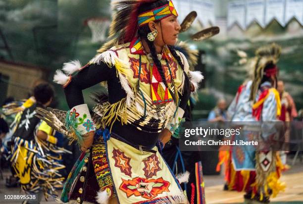 pow wow showcasing youth & talent - ceremonial dancing stock pictures, royalty-free photos & images