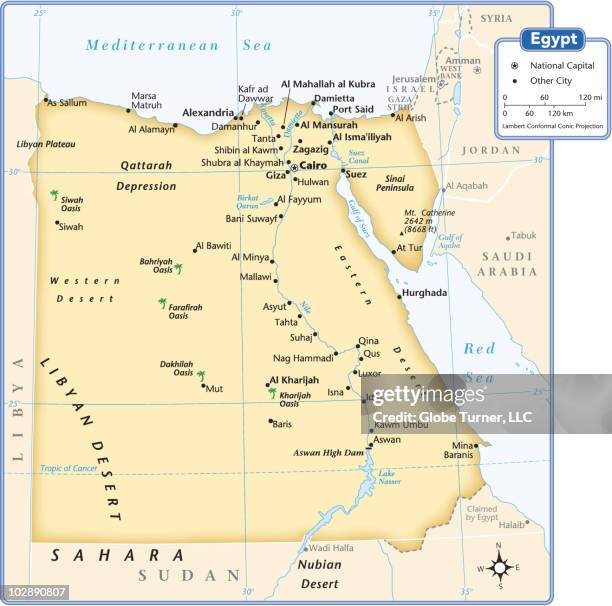 egypt country map - nile river stock illustrations