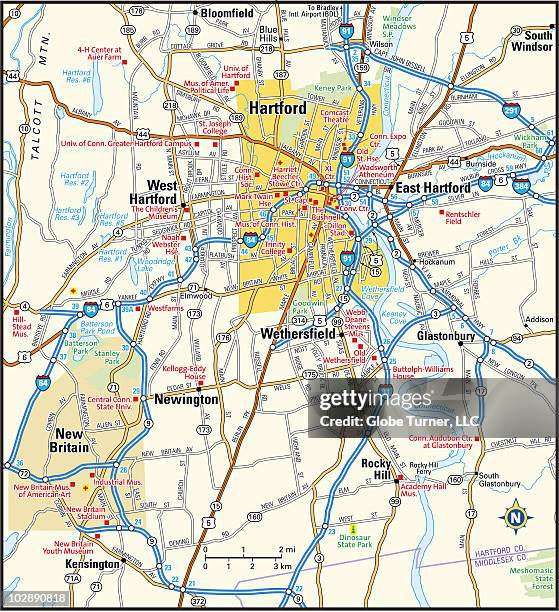 hartford, connecticut area map - hartford connecticut stock illustrations