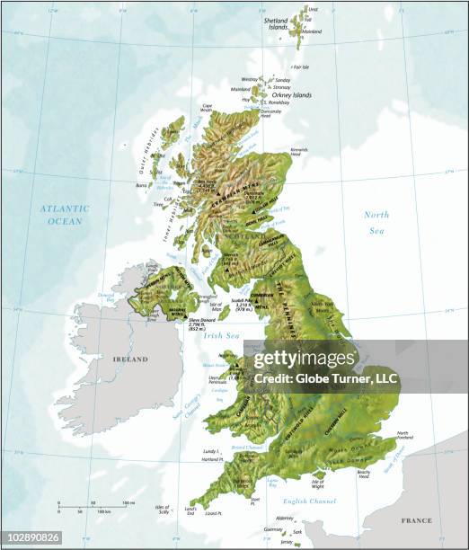 Uk Physical Map Photos And Premium High Res Pictures Getty Images United Kingdom Country Map With Relief 