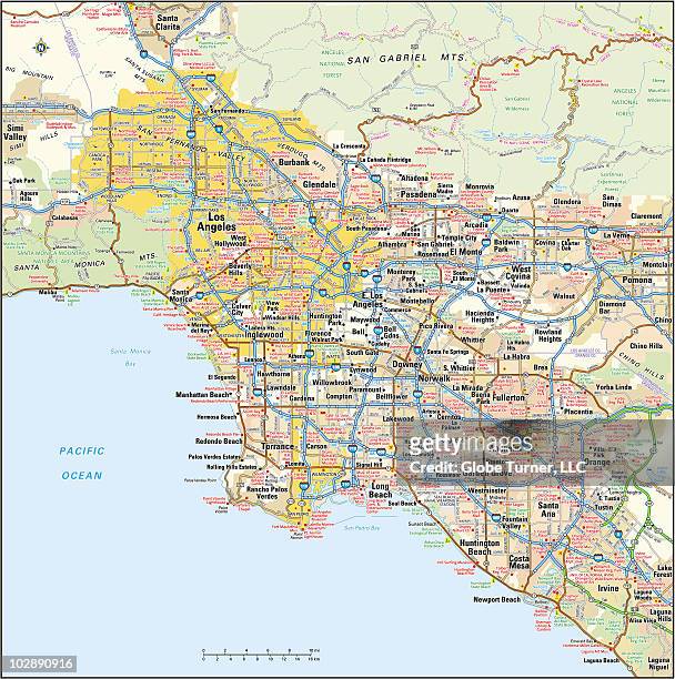 stockillustraties, clipart, cartoons en iconen met los angeles, california area map - westelijke verenigde staten