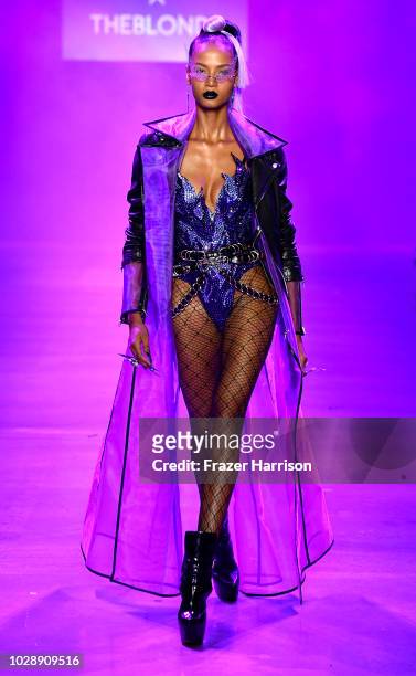 Model walks the runway at the Disney Villains x The Blonds NYFW Show during New York Fashion Week: The Shows at Gallery I at Spring Studios on...
