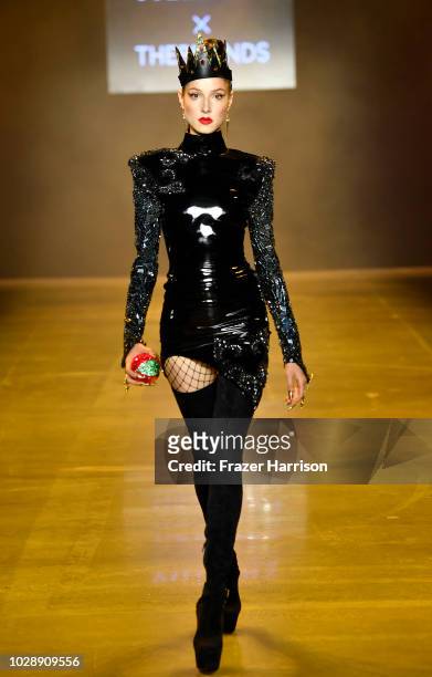 Model walks the runway at the Disney Villains x The Blonds NYFW Show during New York Fashion Week: The Shows at Gallery I at Spring Studios on...