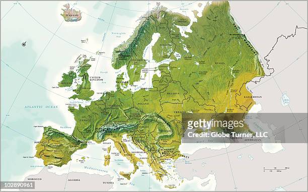 europe continent map with relief - 北海点のイラスト素材／クリップアート素材／マンガ素材／アイコン素材