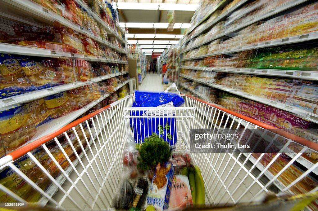 Shopping trolley in motion