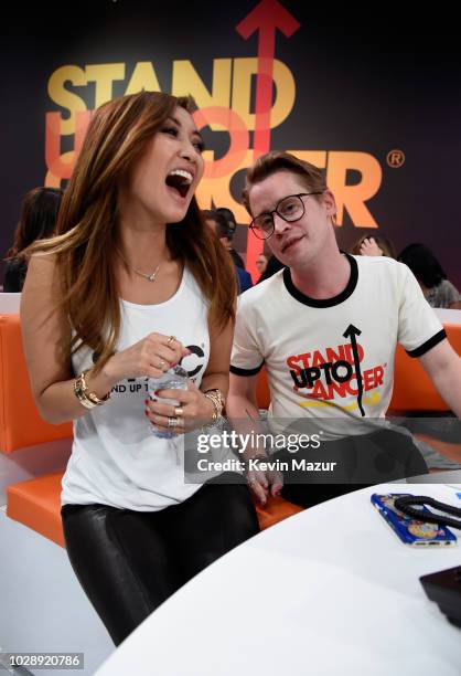 Brenda Song and Macaulay Culkin attend the sixth biennial Stand Up To Cancer telecast at the Barkar Hangar on Friday, September 7, 2018 in Santa...