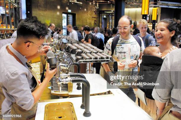 General view as the first Starbucks coffee shop opens in Italy on September 7, 2018 in Milan, Italy.