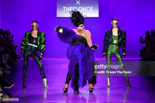 Patrick Starrr and models walk the runway at the Disney Villains x The Blonds NYFW Show during New York Fashion Week: The Shows at Gallery I at...