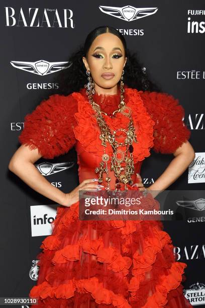 Cardi B attends as Harper's BAZAAR Celebrates "ICONS By Carine Roitfeld" at the Plaza Hotel on September 7, 2018 in New York City.