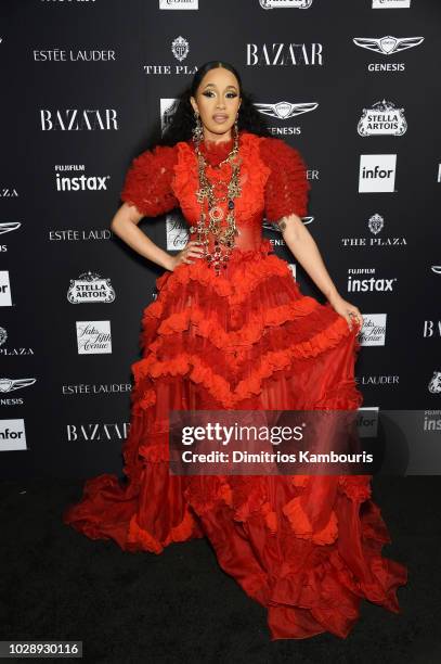 Cardi B attends as Harper's BAZAAR Celebrates "ICONS By Carine Roitfeld" at the Plaza Hotel on September 7, 2018 in New York City.