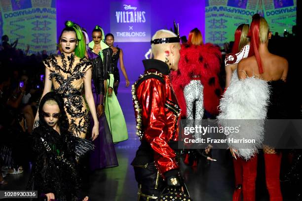 Models walk the runway for Disney Villains x The Blonds during New York Fashion Week: The Shows at Gallery I at Spring Studios on September 7, 2018...