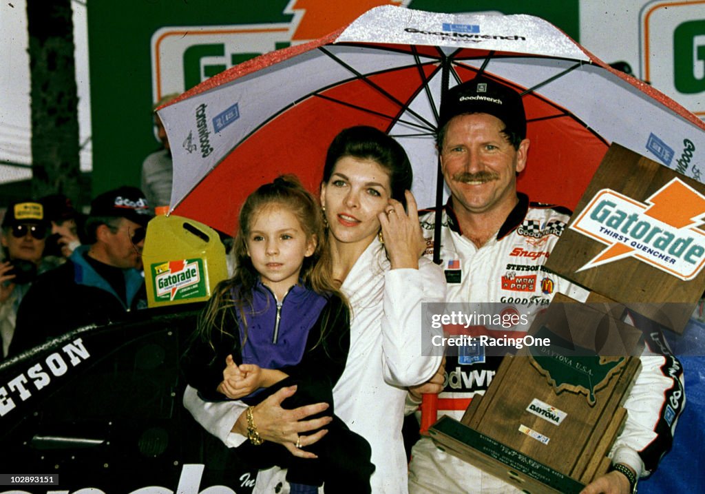 Dale Earnhardt with wife Teresa and daughter Taylor after he won the ...
