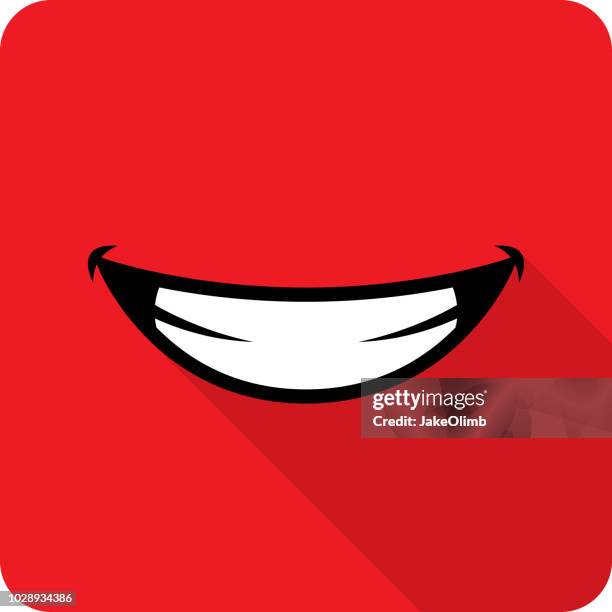 smile icon flat - mouth teeth stock illustrations