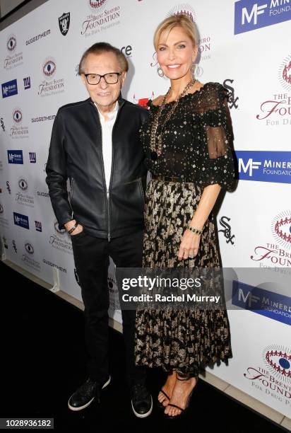 Larry King and Shawn King arrive at The Brent Shapiro Foundation Summer Spectacular at The Beverly Hilton Hotel on September 7, 2018 in Beverly...