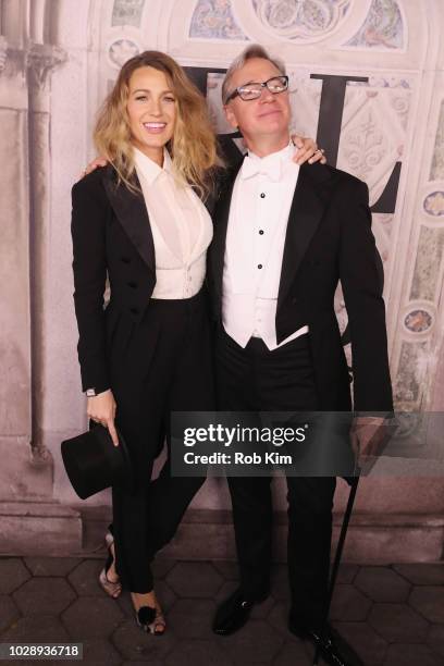 Blake Lively and Paul Feig attend the Ralph Lauren fashion show during New York Fashion Week at Bethesda Terrace on September 7, 2018 in New York...