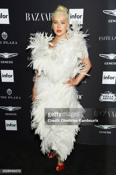 Christina Aguilera attends as Harper's BAZAAR Celebrates "ICONS By Carine Roitfeld" at the Plaza Hotel on September 7, 2018 in New York City.