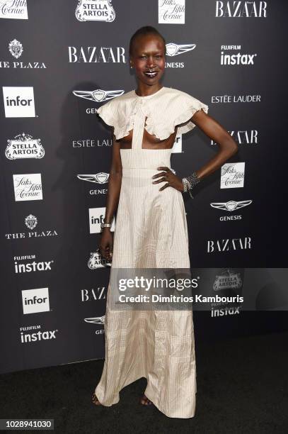 Alek Wek attends as Harper's BAZAAR Celebrates "ICONS By Carine Roitfeld" at the Plaza Hotel on September 7, 2018 in New York City.