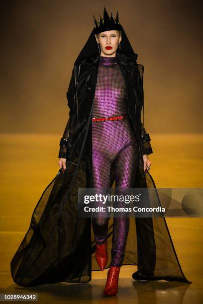 Model walks the runway during Disney Villains x The Blonds fashion show at Gallery I at Spring Studios on September 7, 2018 in New York City.