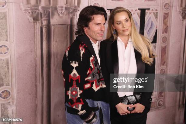 Greg Lauren and Elizabeth Berkley attend the Ralph Lauren fashion show during New York Fashion Week at Bethesda Terrace on September 7, 2018 in New...